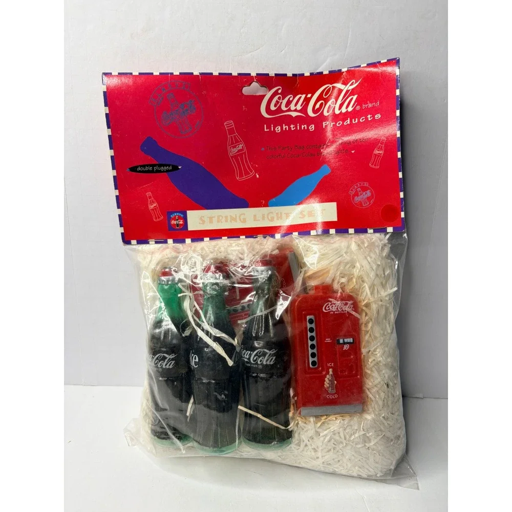 Vintage 1996 Coca-Cola String Light Set 14ft 10 Lights‎ Bottles Vending Machines